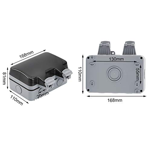 Außensteckdose Steckdose mit USB Anschluss,IP66 Wasserdicht Wandsteckdose Staubdicht Outdoor Wasserdichte Steckdose mit… – Bild 3