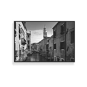 Framed Canvas Wall Art for Living Room, Bedroom Black and White City View Canvas Prints for Home Decoration Ready to Hanging - 16x24 inches