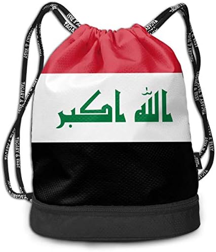 RAINNY Flag of Iraq Large Drawstring Sport Backpack Sack Bag Sackpack