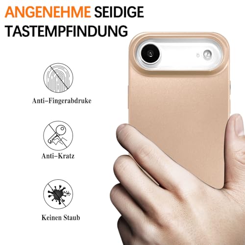 Galful iPhone 17 Air Case Ultra Slim Case Matte Back Texture Thin Military Protection Anti-Scrat Anti-Shock Hard PC Cover Hardcase-Gold