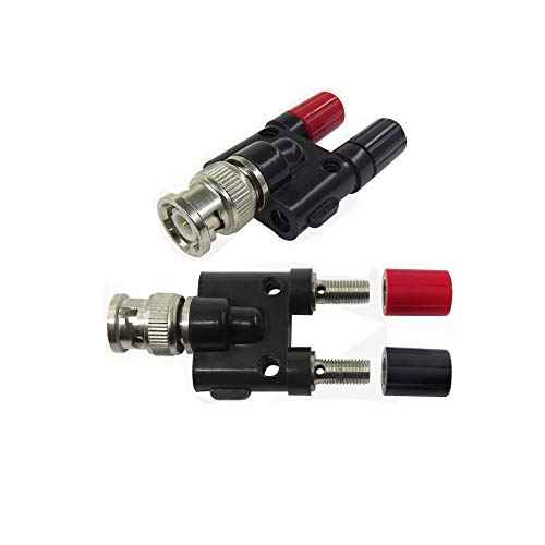 Lala Smill BNC Male Plug to 4mm Dual Binding Posts Adapter Banana Female Socket Coaxial Connector for HF Radio Antennas-2 Pack