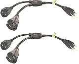 Cables Unlimited (2-Pack) PWR-PSLIB-2-2PK Outlet Xtender Power Cord Splitter (UL LISTED)
