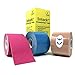 Intock Kinesiology Tape, Original Elastic Therapeutic Athletic Tape for Pros, Injury Recovery, Pain Relief; Water Resistant Sports Tape; 16.4 Feet x 3 Rolls Multi-Color Uncut Latex Free Kinesio Tape