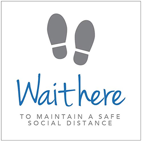 Wait here to maintain a safe social distance - in-store floor graphic 400x400mm