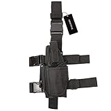 AIRSOFTPEAK Tactical Leg Holster Universal Pistol Drop Leg Gun Holster Adjustable Hunting Thigh Holster Left Handed with Mag Pouch, Black