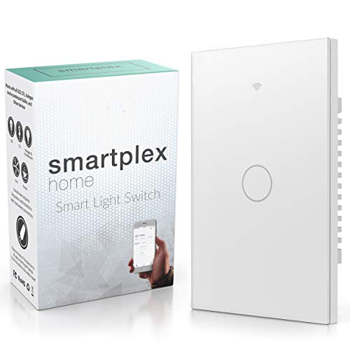 Smart Wifi Light Switch - Modern Day Light Switch, 1 Gang LED Back-Lit Control Lighting from Anywhere - Easy In-Wall Installation - Includes App for iOS & Android Works With Alexa, Google Home, IFTTT
