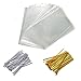 Miraclekoo 400 PCS Cellophane Treat Bags 4x6 Inch Christmas Gift Bag Clear Cello Treat Bags with 400 Twist Ties for Wedding Cookie Gift Candy Bakery Supply,1.4mil