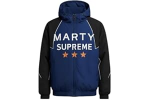 ZALVRO Blue Hooded Jacket for Men - Marty Supreme Cosplay Costume Jacket - Parachute Outerwear Casual Jackets for Mens