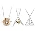 OPENDGO Harry Potter Inspired Necklace Set Time Turner Deathly Hallows Golden Snitch for Harry Potter Fans Gifts Collection or Decorations Magical Cosplay Costume Jewelry Gift (3pcs)