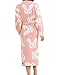 Chancen Women's Rabbit Patterned Fleece Bathrobe Sleep Robe Plush Spa Robe Pink