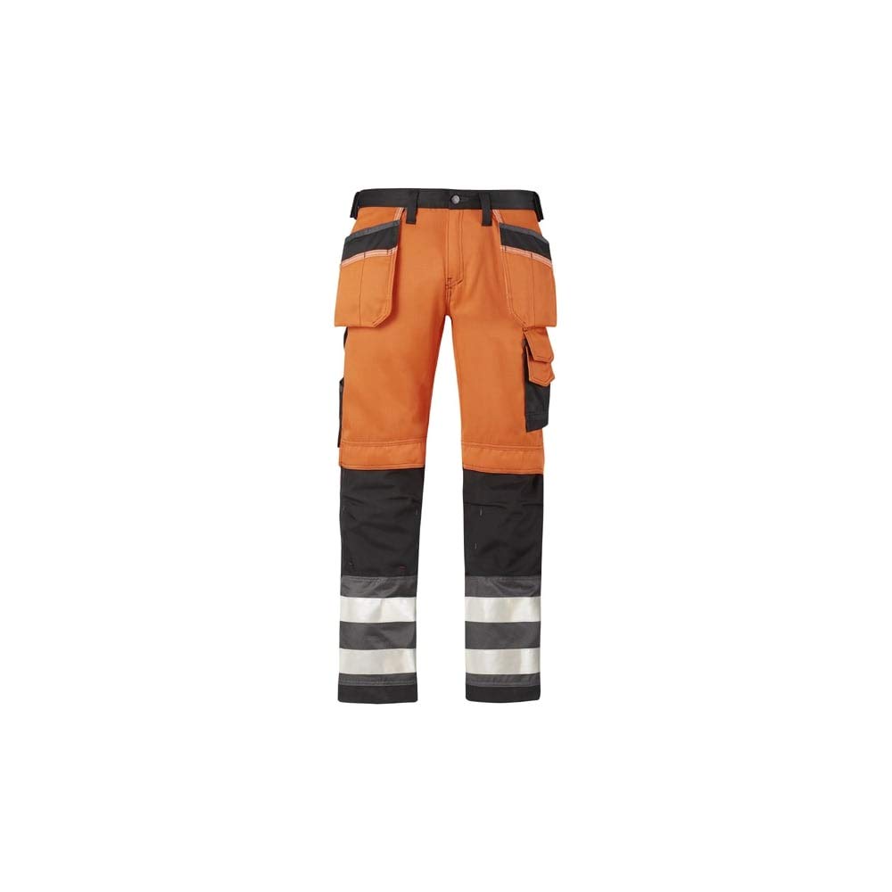 Snickers 32335574148 Size 148 Class 2 High-Vis Trousers - Orange/Muted Black