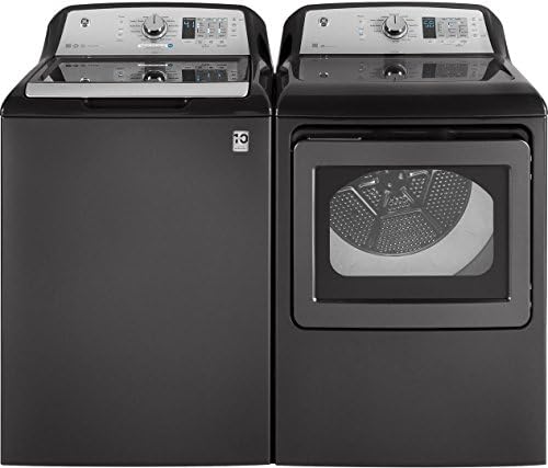 GE Grey Top Load Laundry Pair with GTW685BPLDG 27" Washer and GTD65EBPLDG 27" Electric Dryer