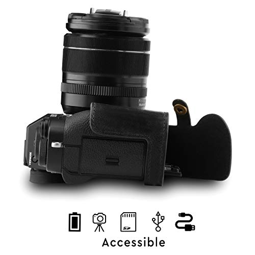 MegaGear MG1552 Ever Ready Demi Étui en Cuir Véritable avec Bandoulière pour Fujifilm X-T3 - Noir - Image 4