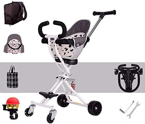 RUMIAO Lightweight Stroller Slip Baby Car Upgrade Soft Seat Baby Stroller Trolley,White+graycushion+backpack