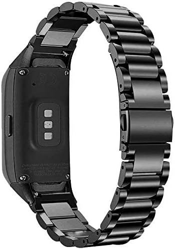 TenCloud Strap for Galaxy Fit Straps Replacement Metal Stainless Steel Arm Bands Bracelet Wristbands Compatible with Samsung Galaxy Fit SM-R370 Activity Tracker (Black)