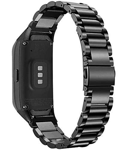 TenCloud Strap for Galaxy Fit Straps, Replacement Metal Stainless Steel Arm Bands Bracelet Wristbands Compatible with Samsung Galaxy Fit SM-R370 Activity Tracker (Black)