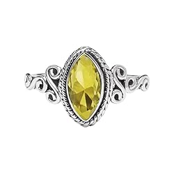 Rubicrafts Citrine Stone Ring 925 Sterling Silver
