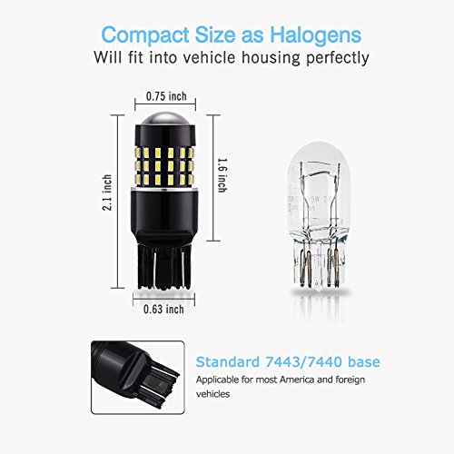 AUTOGINE 4 X 1000 Lumens Super Bright 9-30V 7440 7441 7443 7444 992 LED Bulbs 3014 54-EX Chipsets with Projector for Back Up Reverse Lights DRL Turn Signal Lights Tail Brake Lights, Xenon White - Thumbnail 4