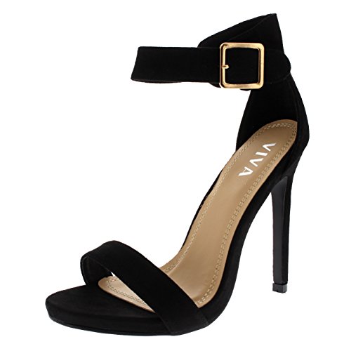 Womens Sandals Open Toe Barely There Strappy Cut Out High Stiletto Heel - Black - US9/EU40 - KL0202
