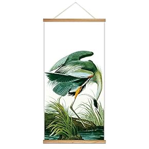 Hanging Poster Wooden Framed Beautiful Birds Flowers Plants...
