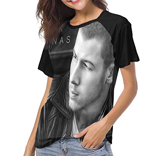 Nick Jonas Chains Womans Creative Print T-Shirt M Black