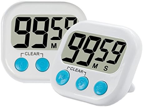 Digital Kitchen Timer - Taopu Big Digits, Loud Alarm, Magnetic Backing, Stand Cooking Timer White-Pack of 2