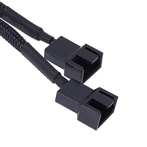 Vanpower 2Pcs 27cm Black Sleeved 4Pin IDE Molex to 2-Port 3Pin/4Pin Cooler Cooling Fan Splitter Power Cable