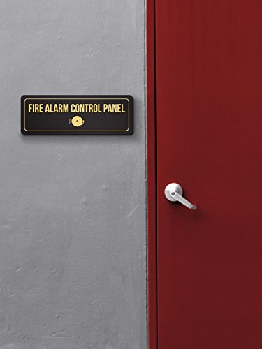 iCandy Combat Black Background with Gold Font Fire Alarm Control Panel Outdoor & Indoor Metal Wall Sign - 6 Pack, 3x9 Inch