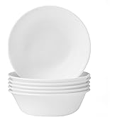 Corelle Vitrelle 6-Piece Soup/Cereal Bowl Set Triple Layer Glass and Chip Resistant, 18-Oz Lightweight Round Bowls, Winter Frost White