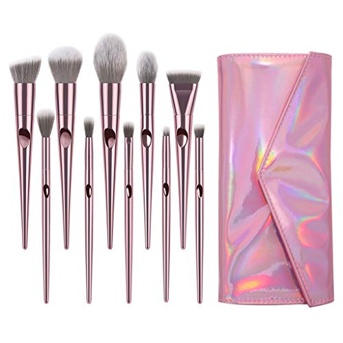 Winsummer 10 Pieces Makeup Brushes Sets Premium Makeup Brush Set Cosmetics Premium Synthetic Kabuki Foundation Blending Blush Concealer Eye Shadows Face Liquid Powder Kits with Leather Cosmetic Bag