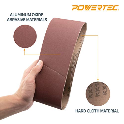 POWERTEC 110060 4 x 24 Inch Sanding Belts 40 Grit Aluminum Oxide