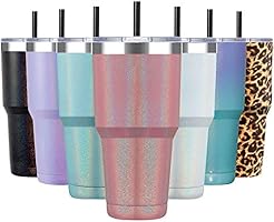 ALOUFEA 30oz Stainless Steel Tumbler, Insulated Coffee Tumbler Cup with Lid and Straw, Double Walled Travel Coffee Mug...