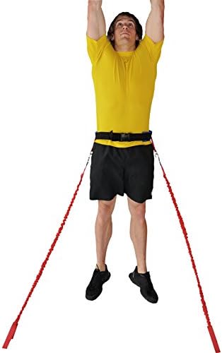 Speedster Sky Leaper Jump Trainer with Covered Cord 2 Medium Resistance Safety Sleeve Cords and 1 Padded Waist Belt