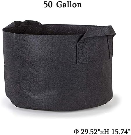 YILE 15/20/30/50/75 Gallon 1/2/5-Pack Black Felt Pots Garden Plant Grow Bag Pouch Root Container Garden Pots Planters Supplies (1, 50-Gallon)