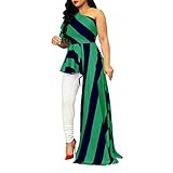 XJLUS-Apparel Off Shoulder Dresses for Women Sexy Sheath Party Clubwear Single Shoulder Stripe Dress