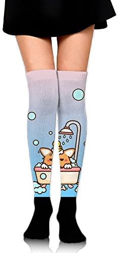 GYANG Thigh High Socks Swmming Corgi Women's Over The Knee High Leg Wamers Girls Winter Warm Crochet Stockings