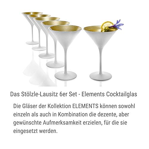 Stölzle Lausitz Cocktailschale Elements 240ml I Martini Gläser 6er Set I weiß-Gold I Cocktailgläser spülmaschinenfest… – Bild 5