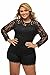 roswear Women's Plus Size Long Sleeve Lace Romper