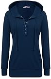 Meaneor Women Long Sleeve Pullover V Neck Vintage Button Tunic Sweatshirt Hoodie