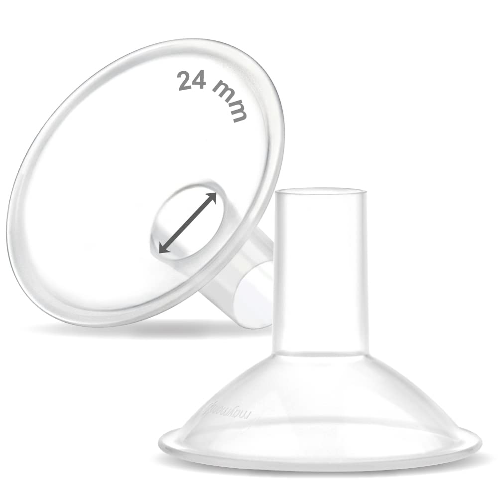 Maymom MyFit Crater Series 24mm 2-Piece Breast Shield, Compatible with Medela Breast Pumps, Elasitc Long Nipple Tunnel