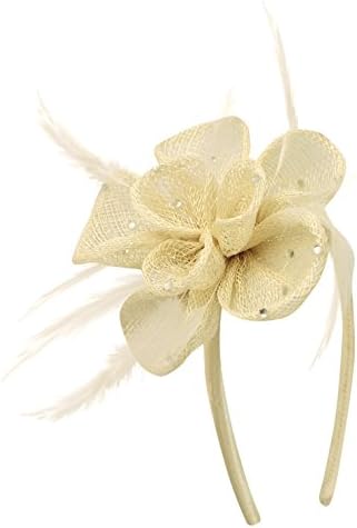 Elegance Collection Diamante Flower Fascinator In Ivory, Size: One Size