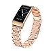 SHANGPULE Bling Bands Compatible with Fitbit Charge 4 / Charge 3 / Charge 3 SE bands, Replacement Strap with Rhinestone Bracelet Wrist Band Accessories Women Man Large Small(Rose Gold)