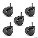 Rolland Office Chair Caster Wheel for Hardwood Floor - Stem Diameter: 11mm, Stem Length: 22mm - 5 Unit/Pack (Black)