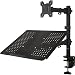WALI Single LCD Monitor Desk Mount Fully Adjustable Stand with Extra Laptop Tray for 1 Laptop Notebook up to 17 inch and 1 Screen up to 27 inch, 22 lbs. Weight Capacity (M001LP), Black primary