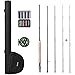 PLUSINNO Fly Fishing Rod and Reel Combo, 4 Piece Lightweight Ultra-Portable Graphite Fly Rod 5/6 9’ Complete Starter Package with Carrier Bag