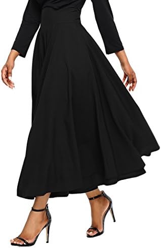 Diukia Women's High Waist Casual A-Line Pleated Belted Long Maxi Skirt Dress with Pocket(S-2XL)