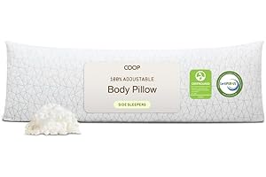 Coop Home Goods Original Adjustable Body Pillow, 20x54 Long Pillow for Back, Shoulder, Hip and Knee Support, Side Sleeper Body Pillows for Adults with Memory Foam & Washable Cover