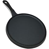 Cast Iron Round Comal 10" - Heavy Duty & Pre-Seasoned - Tortillas Pancakes Chapati Omelets Crepes (1)