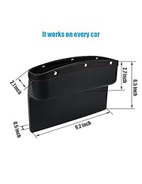 Bolsillo organizador para colocar al costado del asiento de tu automóvil. Hecho de cuero sintético, 9.6 x 6.5 x 2.1 pulgadas. Para guardar tu teléfono móvil, billetera, monedas, Negro