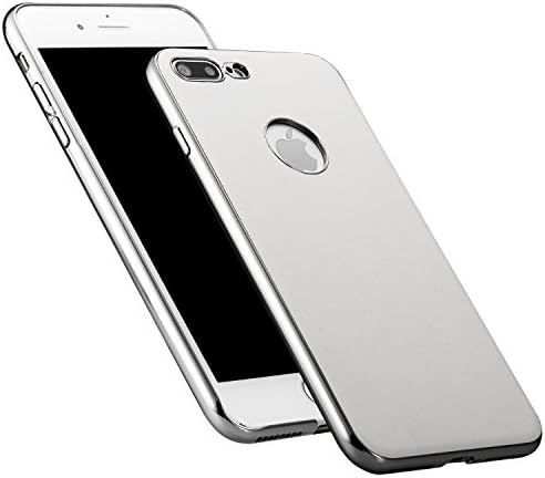 AmazingBull iPhone 7 Plus / iPhone 8 Plus (5.5 inch) Ultra-thin PU leather hard case with embedded metallic tablet, nanometer electroplating frame, Classic Plus Design (Silver)